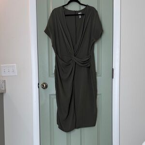 ASOS khaki green cross front dress size 14